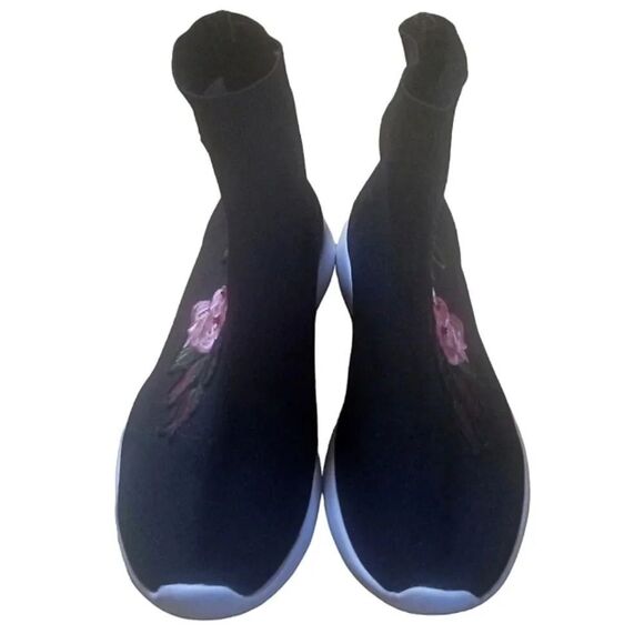 Steve Madden Womens Floral Embroidered Black Stretch Raya Sneakers Size 11 - Picture 4 of 7